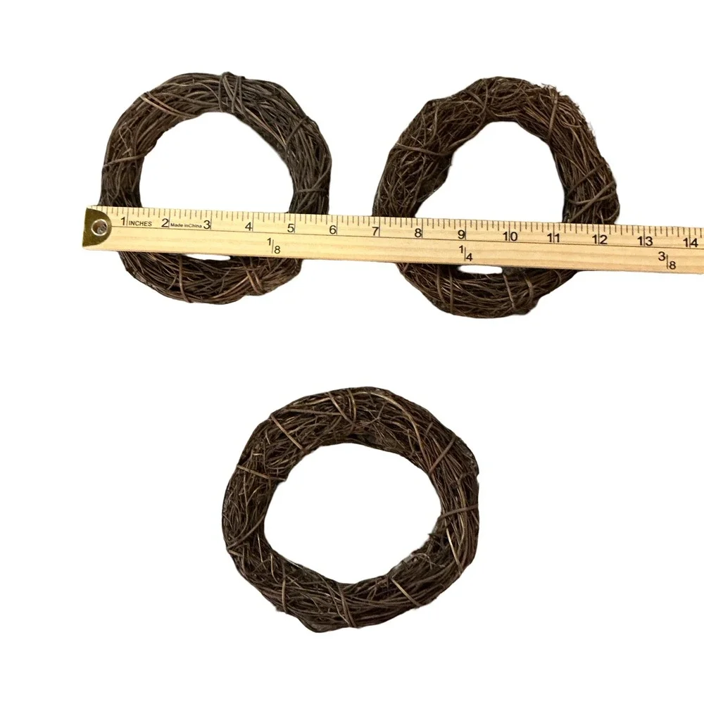 Set of 3 Natural Grapevine Mini Wreaths 5 Inch Rustic Brown Craft Supplies